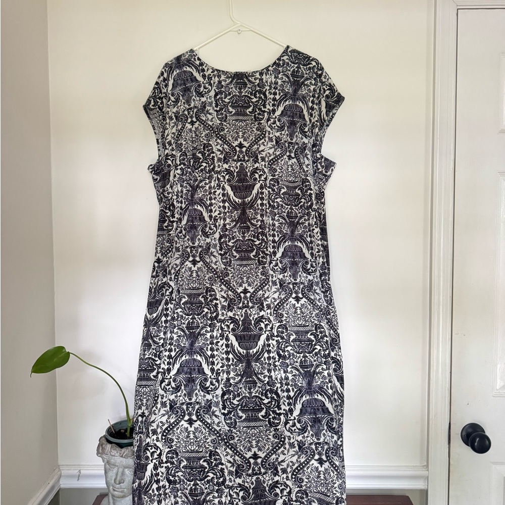 MM Lafleur Navy and White Midi Dress